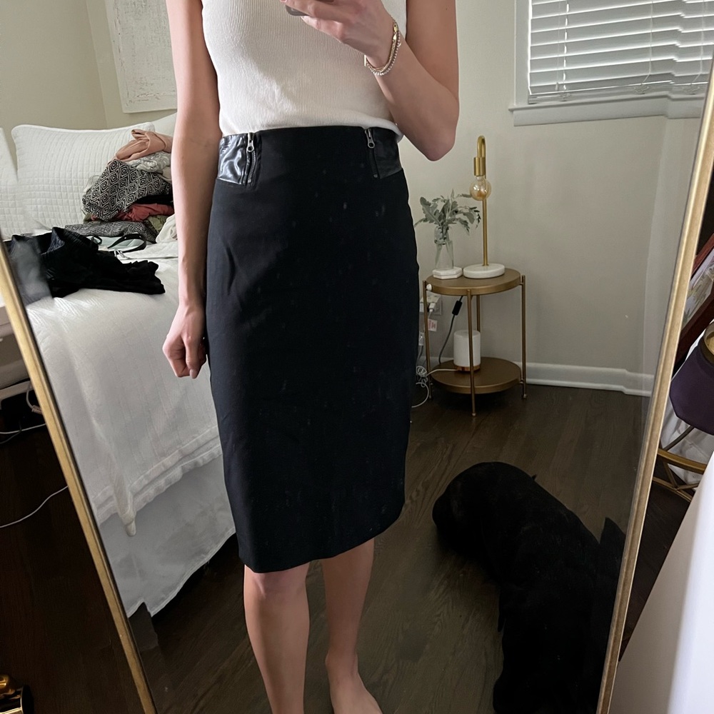 Black pencil skirt with leather accents